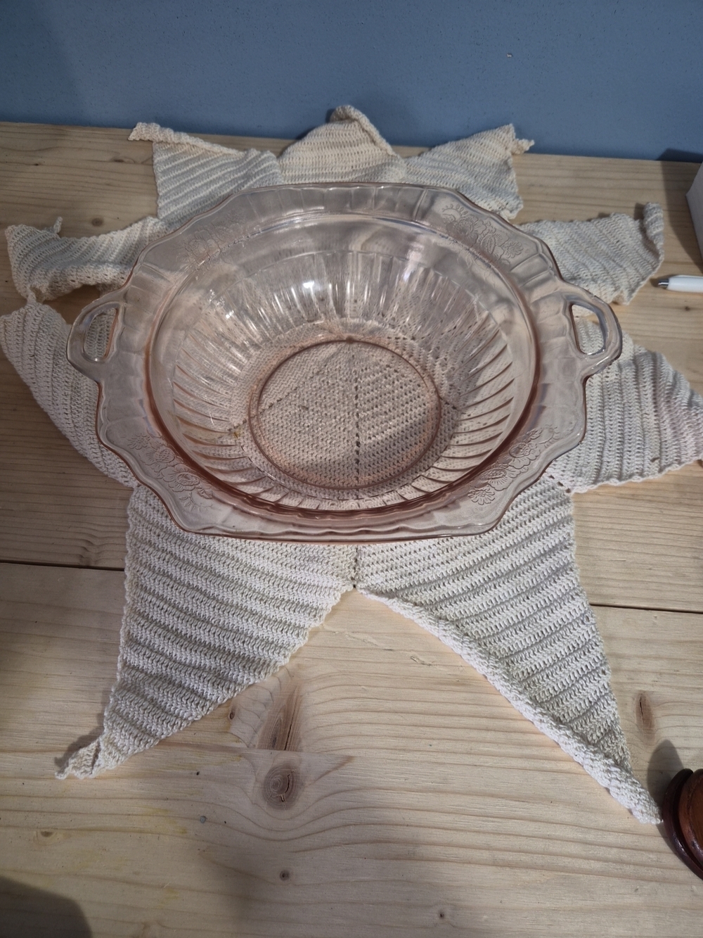 Vintage Anchor Hocking Glass Bowl Mayfair Open Rose Pink Depression 11 3/4"